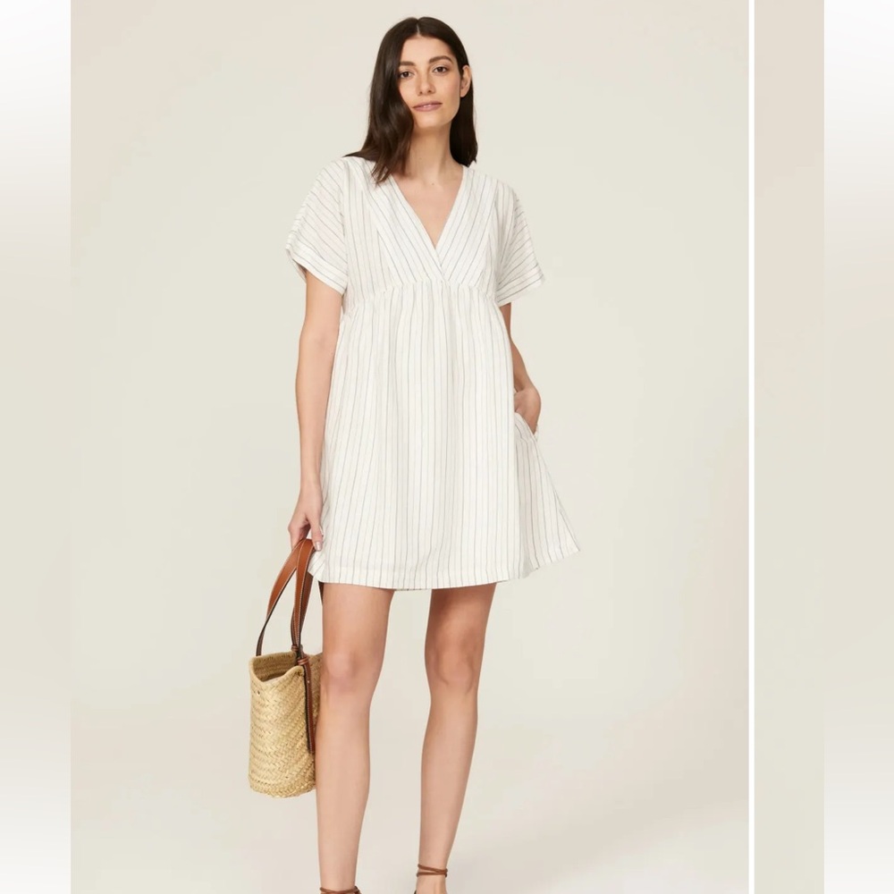 Madewell Striped Linen Dress in Size Small